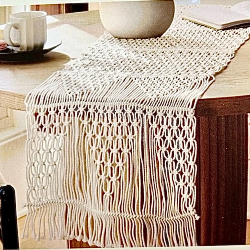 Threshold Macrame Table Runner BOHO Off White NWT 72 x 14